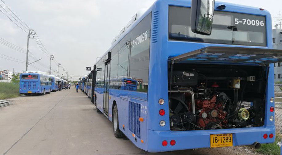 曼谷公交百路佳489輛配套玉柴CNG動力訂單首批100輛順利交車